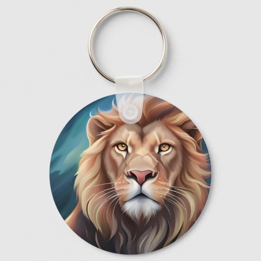 Lion Digitale Kunst Portret-56556 Sleutelhanger (Voorkant)