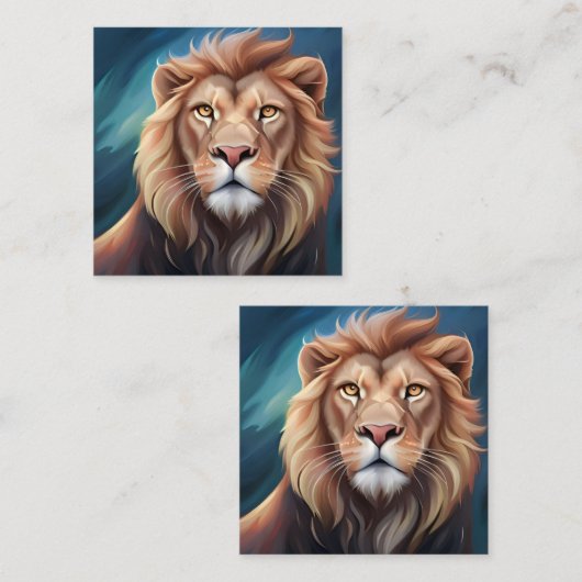 Lion Digitale Kunst Portret-56556 Vierkante Visitekaartje (Voorkant / Achterkant)