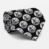 Lion Disc Pattern - Zwart-wit op Zwart Stropdas (Opgerold)