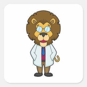 Lion Doctor's mantel Vierkante Sticker