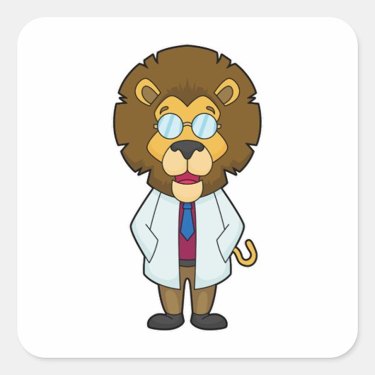 Lion Doctor's mantel Vierkante Sticker (Voorkant)