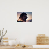 Lion Double Exposure Animal Natuur Wilderness Wild Poster (Keuken)