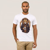 Lion Drinking Cofee design T-shirt (Voorkant volledig)
