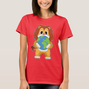 Lion Earth wereldbol T-shirt