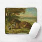 Lion en alligator, 1863 muismat (Met muis)