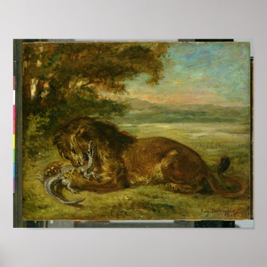 Lion en alligator, 1863 poster (Voorkant)