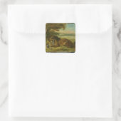 Lion en alligator, 1863 vierkante sticker (Tas)