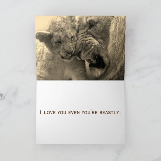 Lion en Cub Vaderdag Kaart (Binnen)