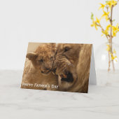 Lion en Cub Vaderdag Kaart (Gele Bloem)