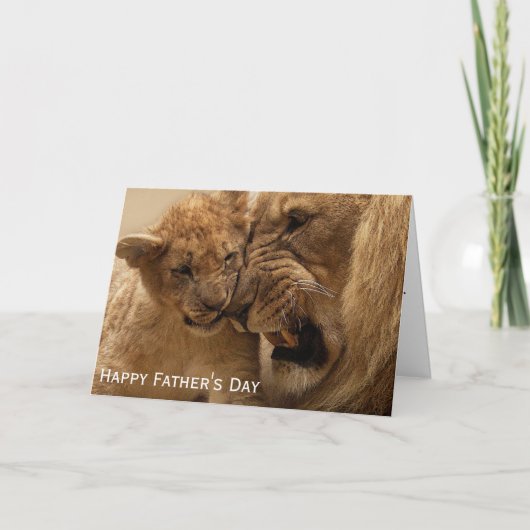 Lion en Cub Vaderdag Kaart (Voorkant)