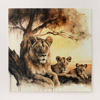 Lion en Cubs Puzzle Legpuzzel