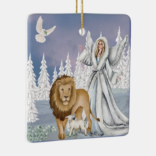 Lion en de Lamb met Angel Keramisch Ornament (Rechts)