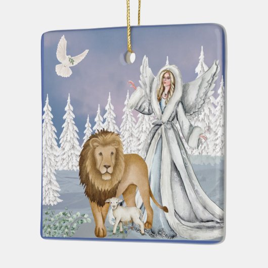 Lion en de Lamb met Angel Keramisch Ornament (Links)