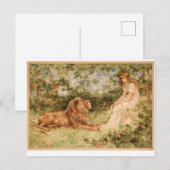 Lion en jong meisje briefkaart (Voorkant / Achterkant)
