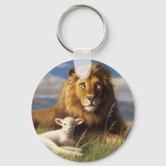 Lion en Lamb Basic Button Sleutelhanger (Voorkant)
