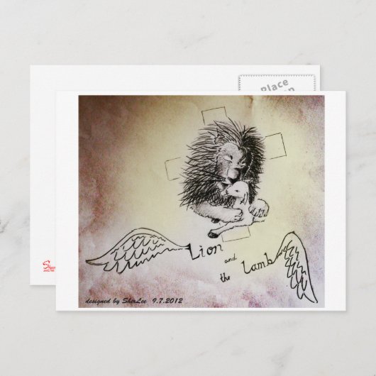 Lion en Lamb Briefkaart (Voorkant / Achterkant)
