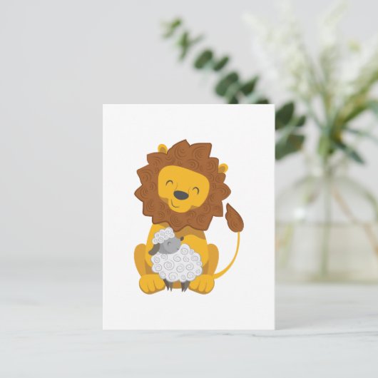 LION EN LAMB BRIEFKAART (Staand voorkant)