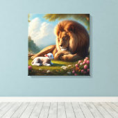 Lion en Lamb Canvas Afdruk (Insitu (Houten vloer))