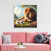 Lion en Lamb Canvas Afdruk (Insitu (Woonkamer))