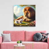 Lion en Lamb Canvas Afdruk (Insitu (Woonkamer))