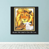 Lion en Lamb Canvas afdrukken (Insitu (Houten vloer))