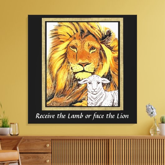 Lion en Lamb Canvas afdrukken (Insitu (Woonkamer))
