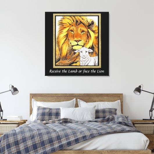 Lion en Lamb Canvas afdrukken (Insitu (Slaapkamer))