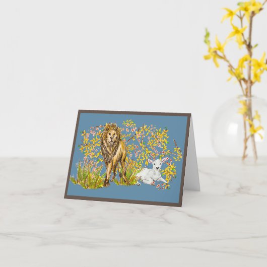 Lion en Lamb Kaart (Gele Bloem)