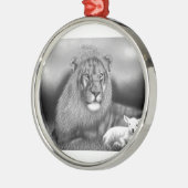 Lion en Lamb Metalen Ornament (Links)