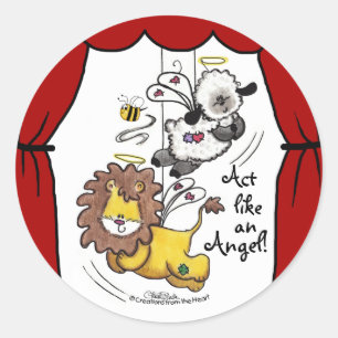 Lion en Lamb-Play Angels Ronde Sticker