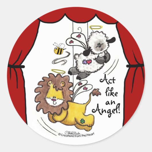 Lion en Lamb-Play Angels Ronde Sticker (Voorkant)