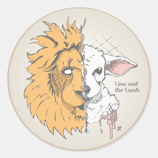 Lion en Lamb Ronde Sticker (Voorkant)