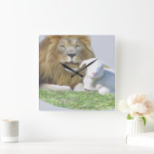 Lion en Lamb Vierkante Klok (Huis)