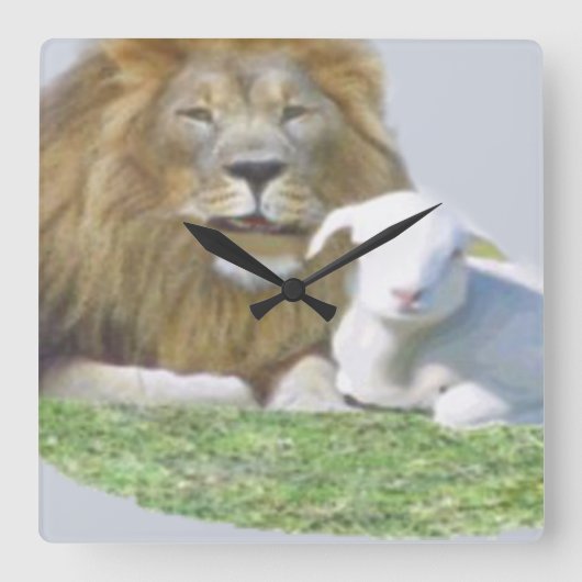 Lion en Lamb Vierkante Klok (Voorkant)