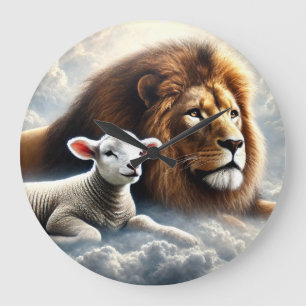 Lion- en lampwandklok grote klok