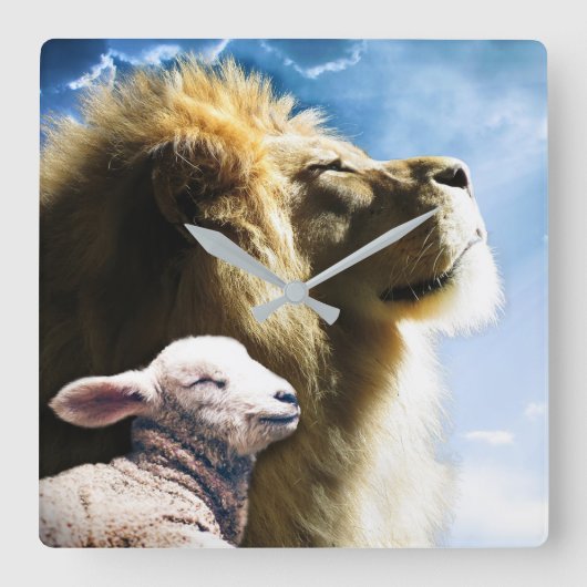 Lion- en lampwandklok vierkante klok (Voorkant)