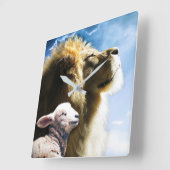 Lion- en lampwandklok vierkante klok (Hoek)