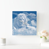 Lion- en lampwandklok vierkante klok (Huis)