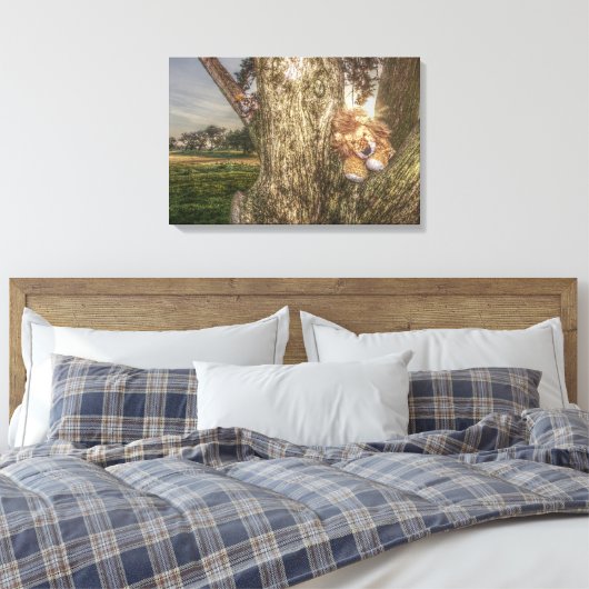 Lion en Leopard zijn Friends Canvas Print (Insitu (Slaapkamer))