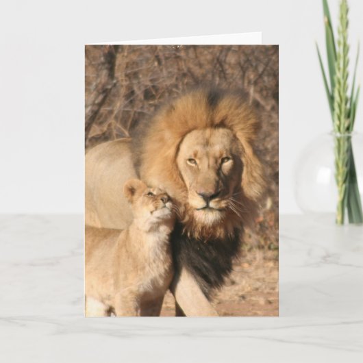 Lion en Lion Cub Wenskaart Kaart (Voorkant)