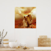 Lion en Lioness 24 x 24 inch, waardevol Poster pap (Keuken)
