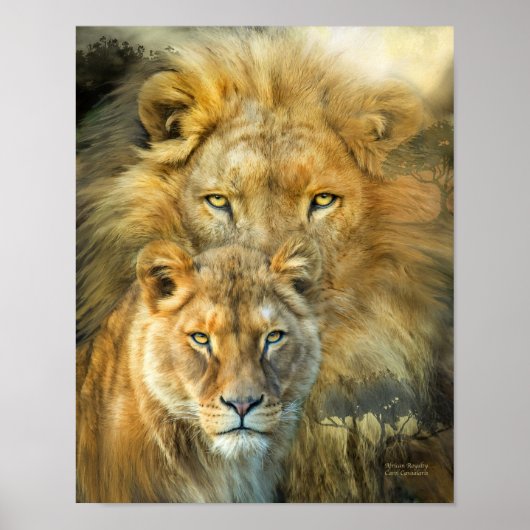 Lion en Lioness-African Royalty Art Poster/Princip Poster (Voorkant)