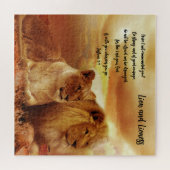 Lion en Lioness Jig Puzzle Bible Verse Legpuzzel (Horizontaal)