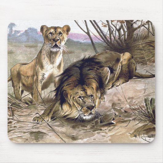 Lion en Lioness Mousepad Muismat (Voorkant)