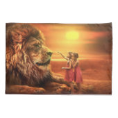 Lion en Little Girls Kussensloop (Achterkant)