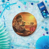 Lion en Little Girls Papieren Bordje (Feest)