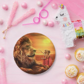 Lion en Little Girls Papieren Bordje (Feest)
