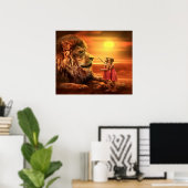 Lion en Little Girls Poster (Thuiskantoor)
