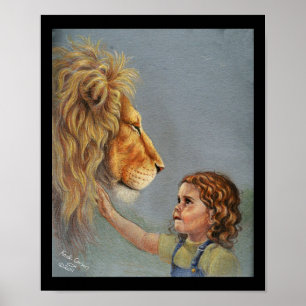 Lion en meisje poster