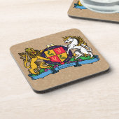Lion en Unicorn Rampant Beer Coat of Arms Bier Onderzetter (Linkerzijde)